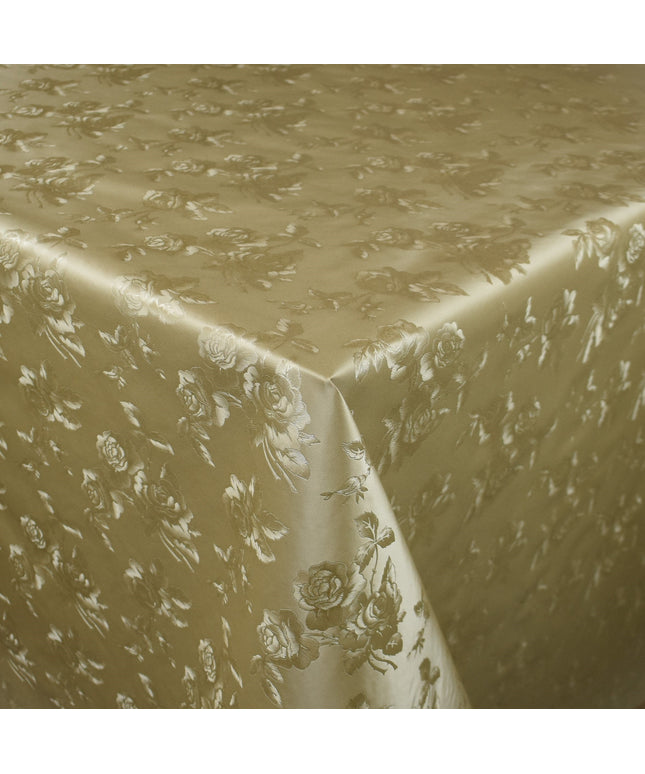 Wachstuch Tischdecke Damast geprägt 03030-10 gold floral Rosen Blumen eckig rund oval