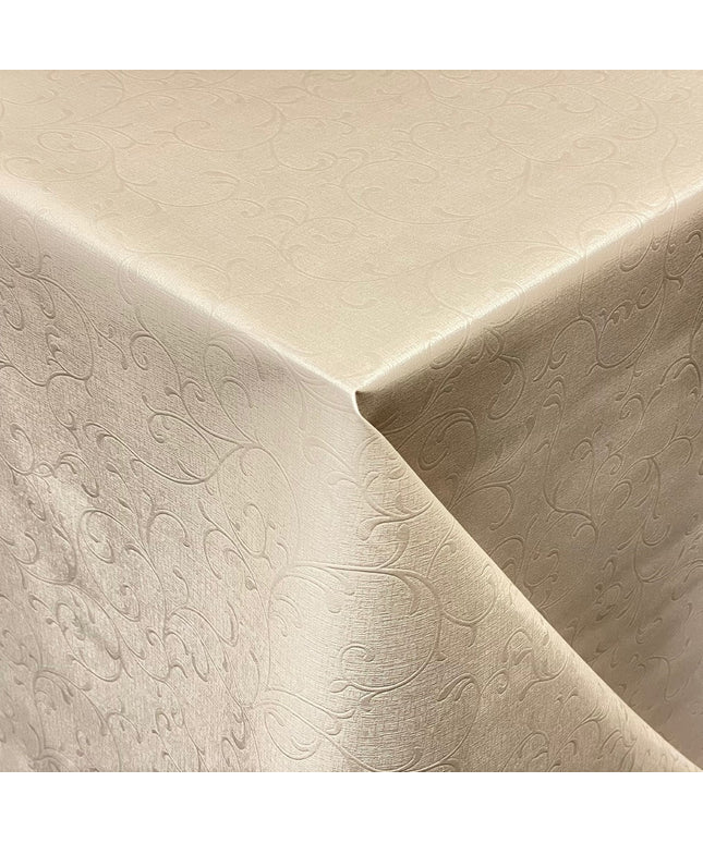 Wachstuch Tischdecke Damast geprägt 03038-08 beige Elegant floral eckig rund oval