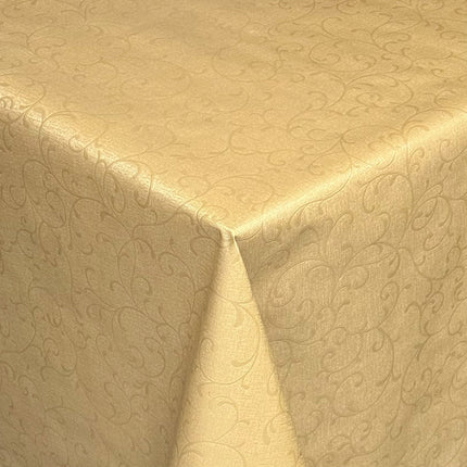 Wachstuch Tischdecke Damast geprägt 03038-10 gold Elegant floral eckig rund oval
