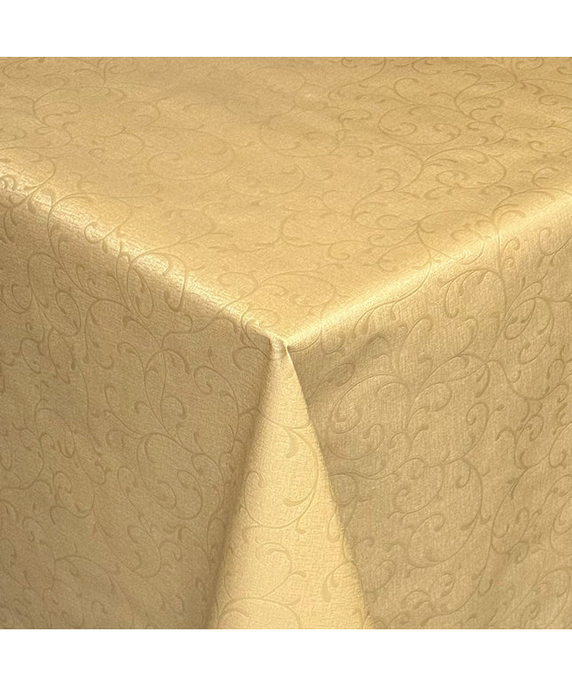 Wachstuch Tischdecke Damast geprägt 03038-10 gold Elegant floral eckig rund oval