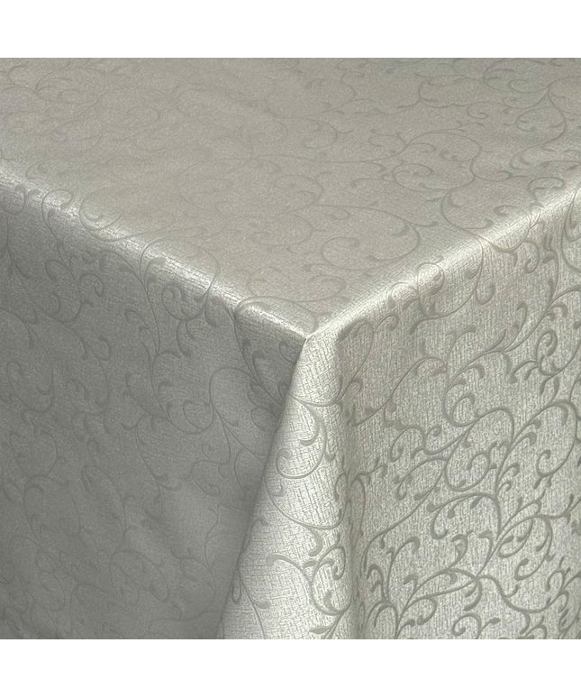 Wachstuch Tischdecke Damast geprägt 03038-11 silber Elegant floral eckig rund oval
