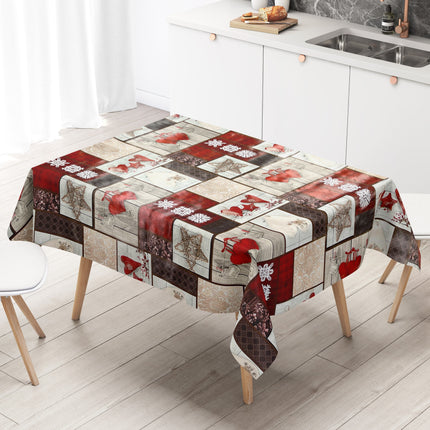 KEVKUS Wachstuch Tischdecke Weihnachten 06033-00 rote Herzen Holz eckig rund oval