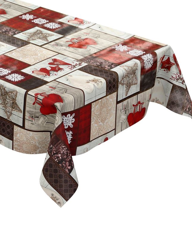 KEVKUS Wachstuch Tischdecke Weihnachten eckig rund oval rote Herzen Holz Schneeflocke kaufen