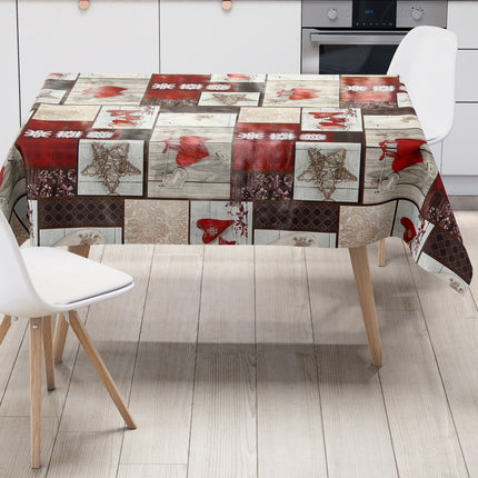 KEVKUS Wachstuch Tischdecke Weihnachten 06033-00 rote Herzen Holz eckig rund oval