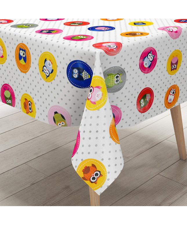 Wachstuch Tischdecke bunte Eulen