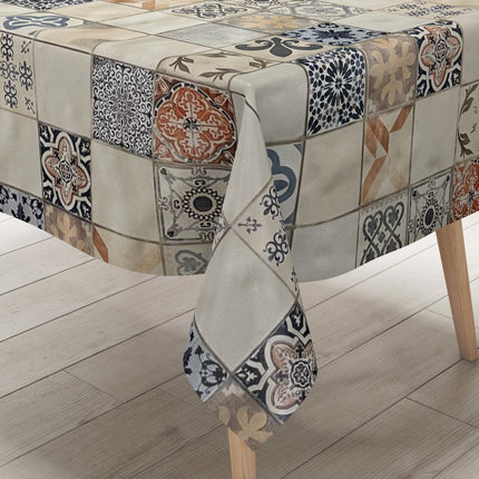 Wachstuch Tischdecke Mosaik beige blau