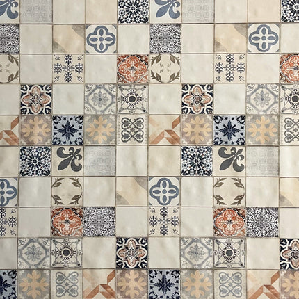 Wachstuch Tischdecke 06108-01 Mosaik Fliesen Portugal beige blau eckig rund oval