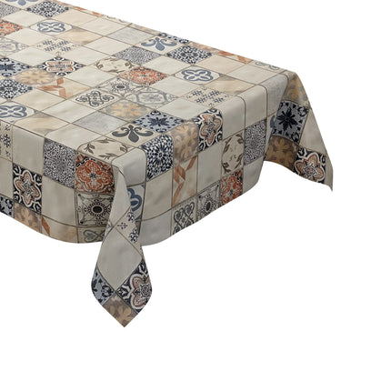 Wachstuch Tischdecke Mosaik beige blau