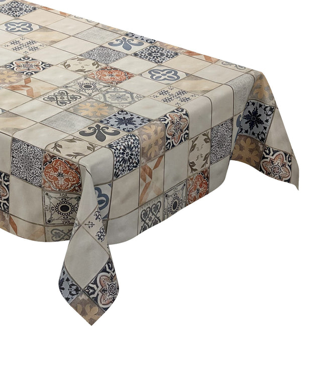 Wachstuch Tischdecke Mosaik beige blau