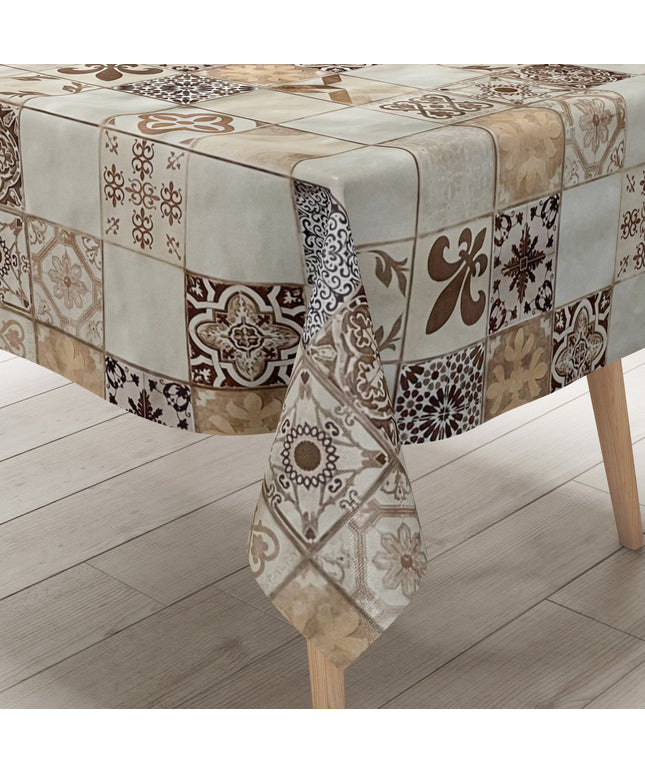 Wachstuch Tischdecke Fliesen Mosaik beige