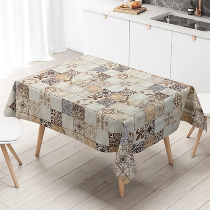 Wachstuch Tischdecke Fliesen Mosaik beige
