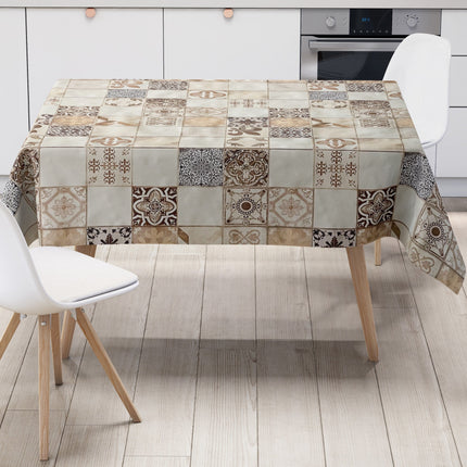 Wachstuch Tischdecke Fliesen Mosaik beige