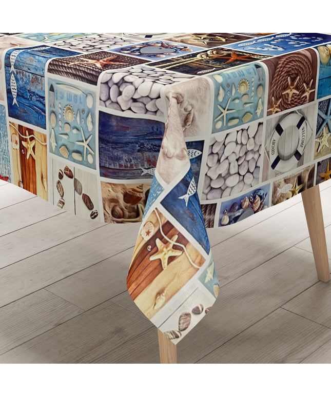 Wachstuch Tischdecke Sea maritim Holz