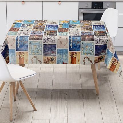 Wachstuch Tischdecke Sea maritim Holz