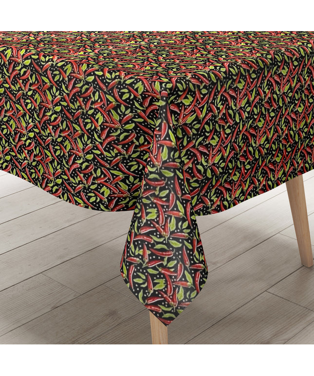 Wachstuch Tischdecke Peperoni schwarz