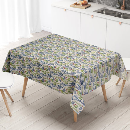 Wachstuch Tischdecke weiss Kakteen