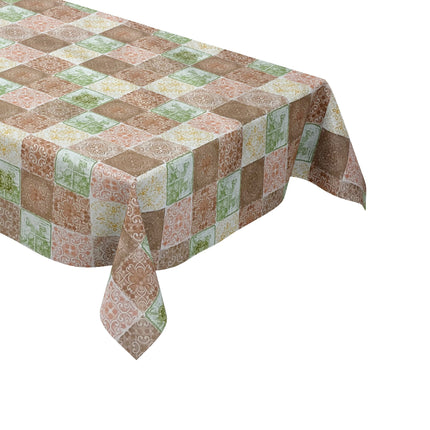 Wachstuch Tischdecke Mosaik Fliesen braun grün