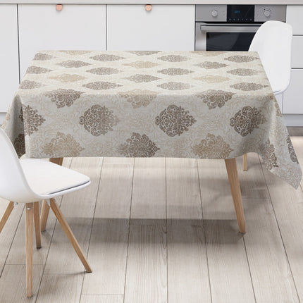 Wachstuch Tischdecke Barock Ornamente beige
