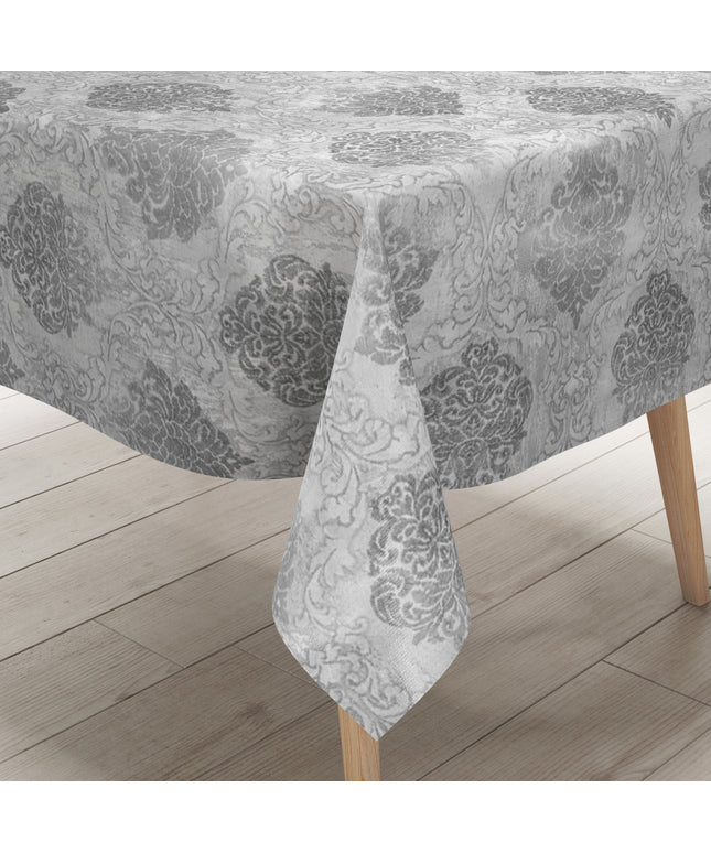 Wachstuch Tischdecke 06203-02 silber grau Ornamente Elegant Barock eckig rund oval