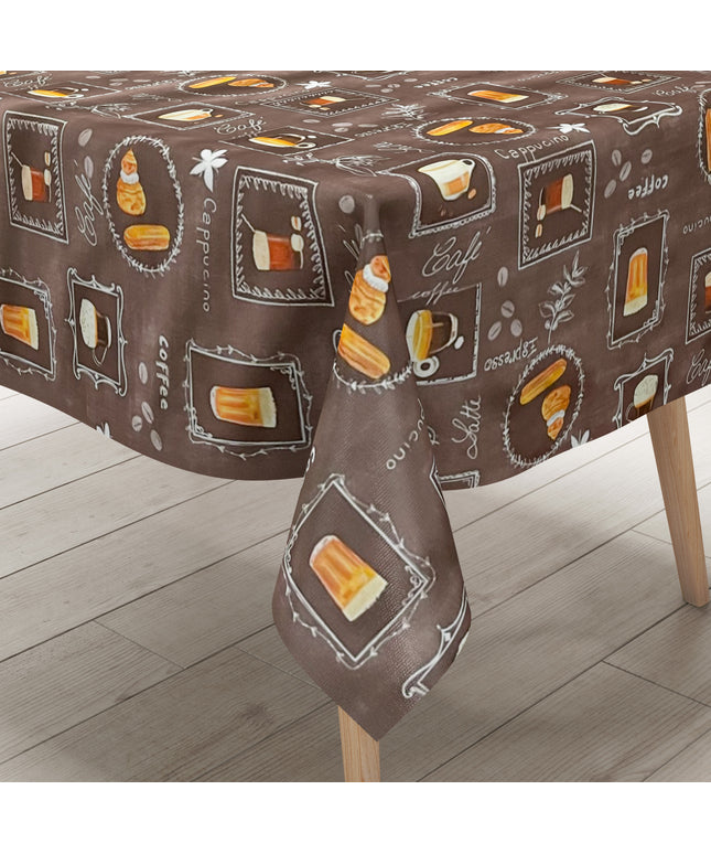 Wachstuch  Tischdecke Kaffee Latte braun