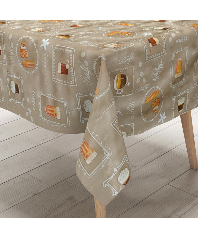 Wachstuch Tischdecke Kaffee beige