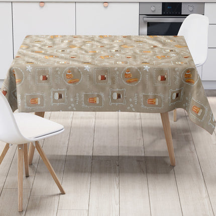 Wachstuch Tischdecke Kaffee beige