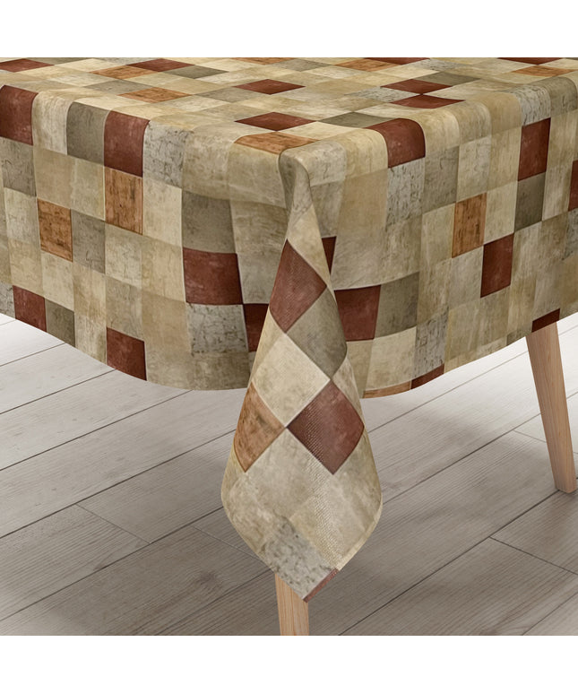 Wachstucdecke abwaschbar pvc kariert braun beigeWachstuchdecke abwaschbar pvc kariert braun beige