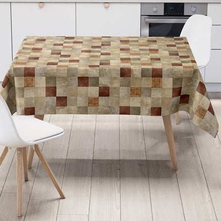 Wachstuchdecke abwaschbar pvc kariert braun beige