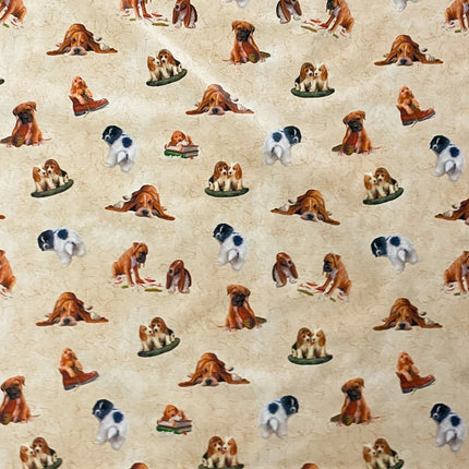 Wachstuch Tischdecke Hunde beige