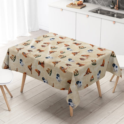 Wachstuch Tischdecke Hunde beige