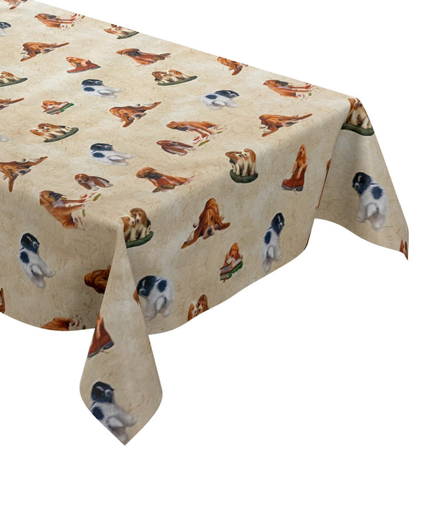 Wachstuch Tischdecke Hunde beige