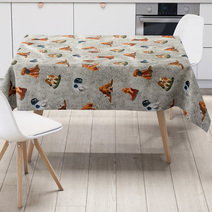 Wachstuch Tischdecke Hunde Welpen grau