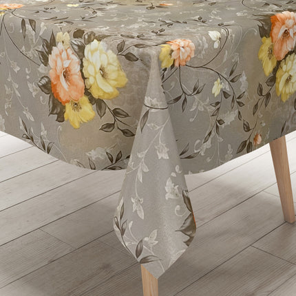 Wachstuch Tischdecke Rosen Blumen grau