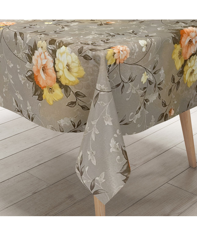 Wachstuch Tischdecke Rosen Blumen grau