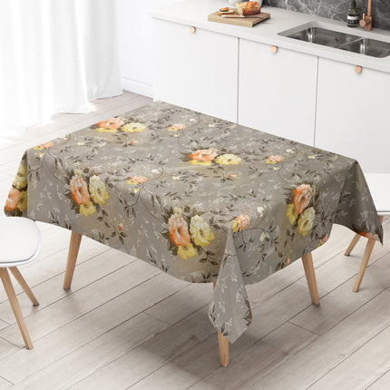 Wachstuch Tischdecke Rosen Blumen grau