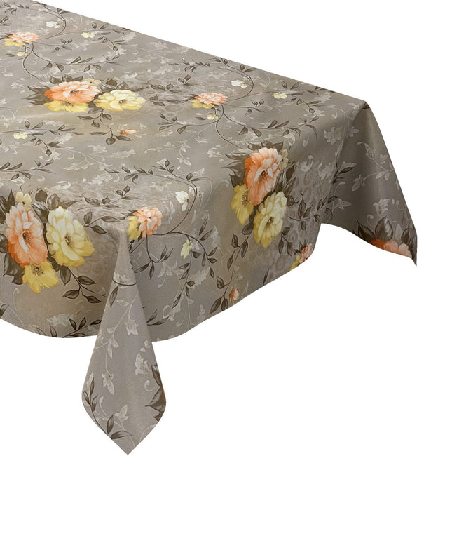 Wachstuch Tischdecke Rosen Blumen grau