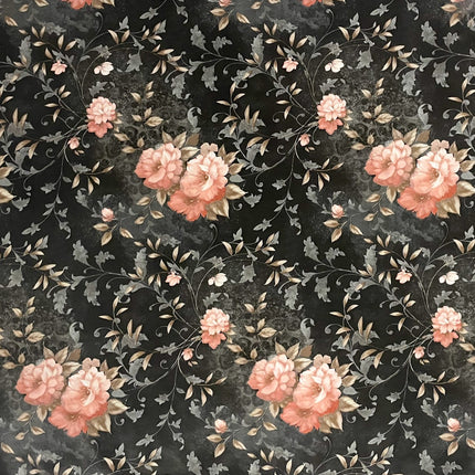 Wachstuch Rolle SONDERPOSTEN Rosen Blüten auf schwarz 06237-05 Rollenware