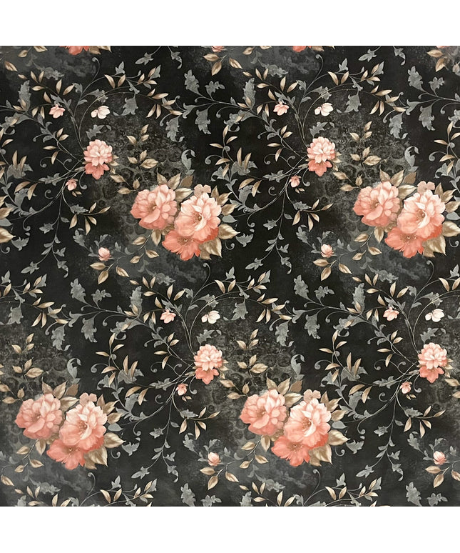 Wachstuch Rolle SONDERPOSTEN Rosen Blüten auf schwarz 06237-05 Rollenware