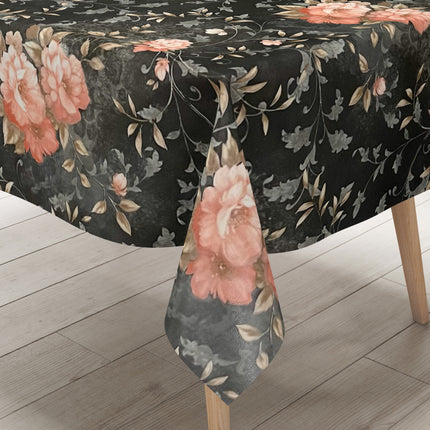 Wachstuch Rolle SONDERPOSTEN Rosen Blüten auf schwarz 06237-05 Rollenware