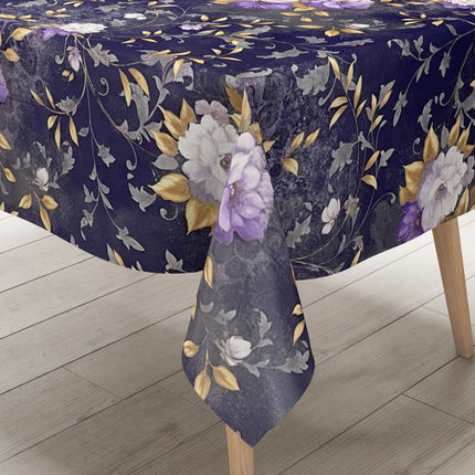 Wachstuch Tischdecke blau Rosen Blumen