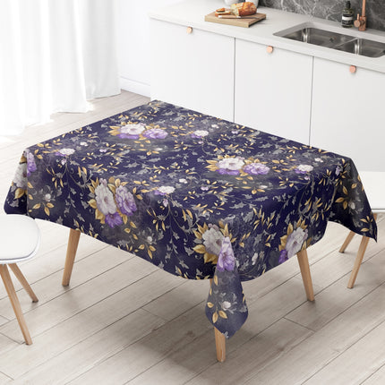Wachstuch Tischdecke blau Rosen Blumen