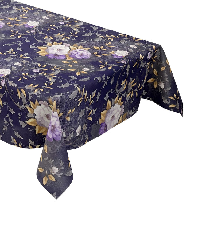 Wachstuch Tischdecke blau Rosen Blumen
