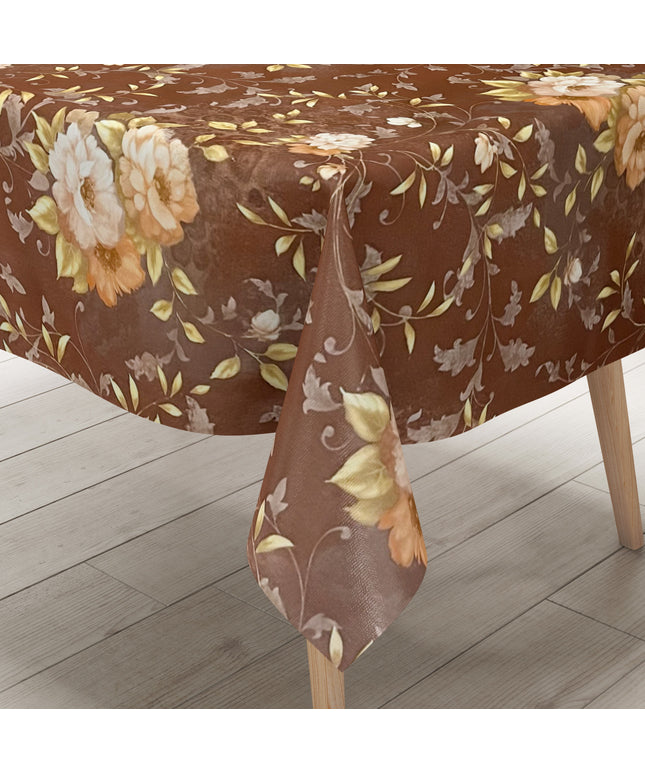 Wachstuchtischdecke braun Rosen PVC Decke