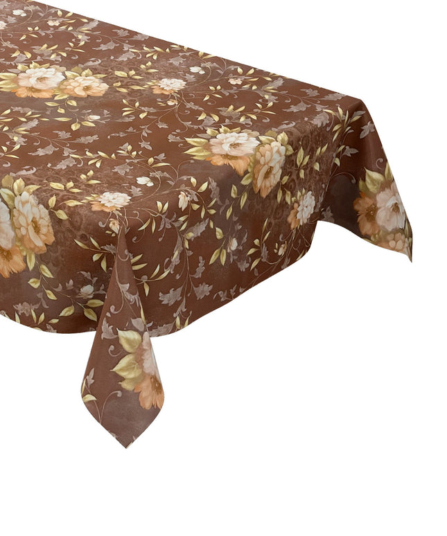 Wachstuchtischdecke braun Rosen PVC Decke