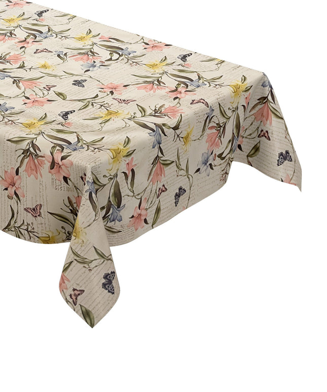 Wachstuch Tischdecke lilien beige