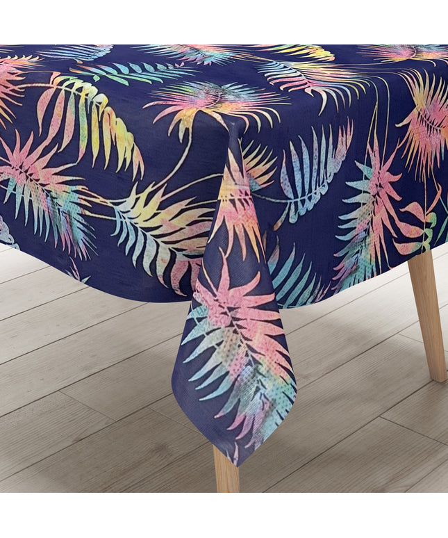 Wachstuch Tischdecke Monstera dunkel blau