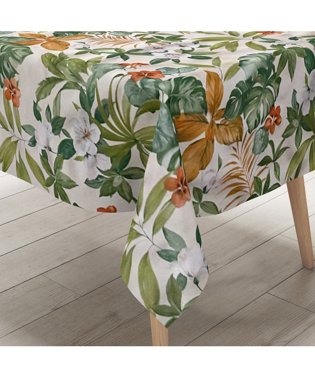 Wachstuch Tischdecke Hibiskus creme