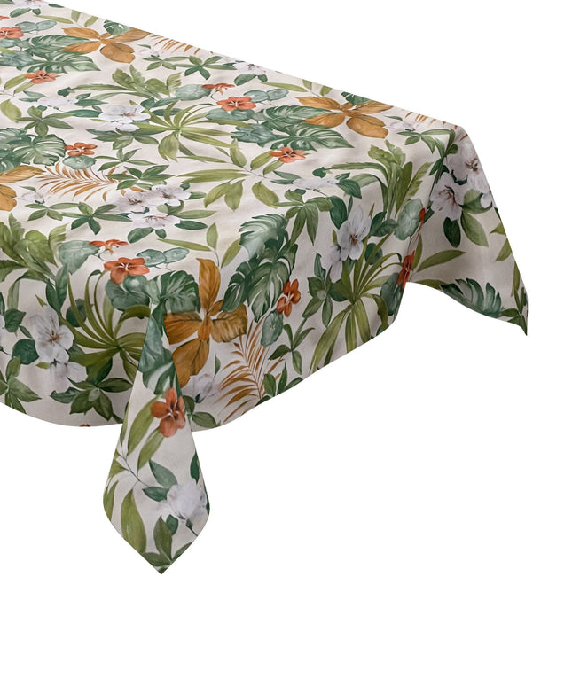 Wachstuch Tischdecke Hibiskus creme