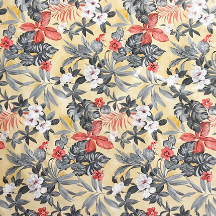 Wachstuch Tischdecke Hibiskus Dschungel beige