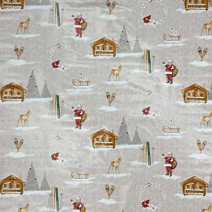 MEWATU Wachstuch Tischdecke Weihnachten 06272-02 Lappland Skihütte Weihnachtsmann eckig rund oval